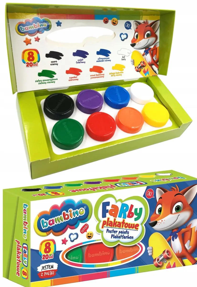 Bambino Plakkaatverf Set 8 Kleuren - 20ml