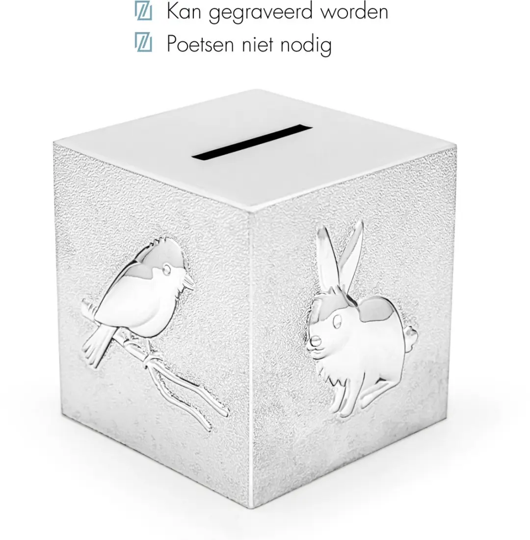 Zilverstad Spaarpot Kubus Huisdieren 6025060 - Zilver
