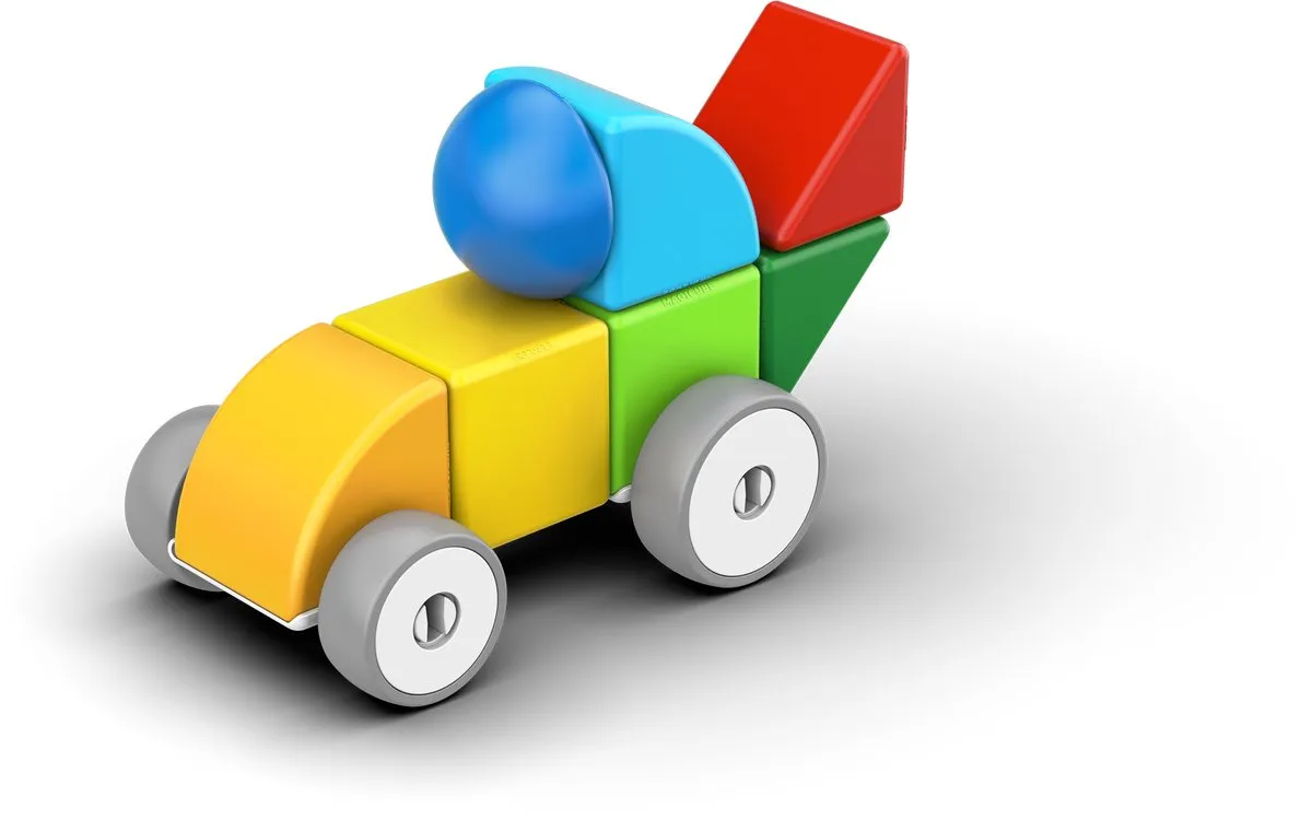 Geomag Magicube Blokken Gerecyclede Auto's 13 Stuks - Rood/Geel/Blauw/ Groen