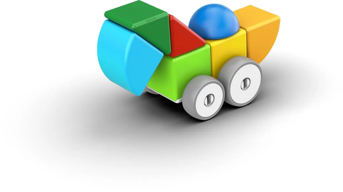 Geomag Magicube Blokken Gerecyclede Auto's 13 Stuks - Rood/Geel/Blauw/ Groen - afbeelding 6 van 6