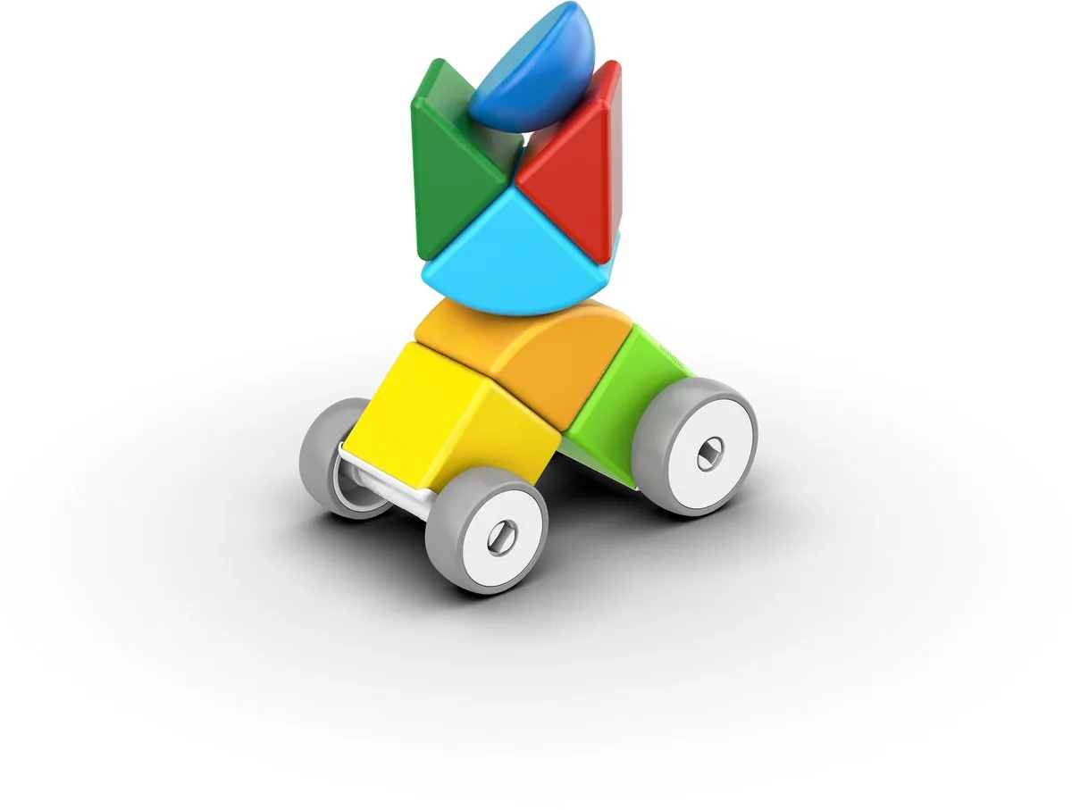 Geomag Magicube Blokken Gerecyclede Auto's 13 Stuks - Rood/Geel/Blauw/ Groen