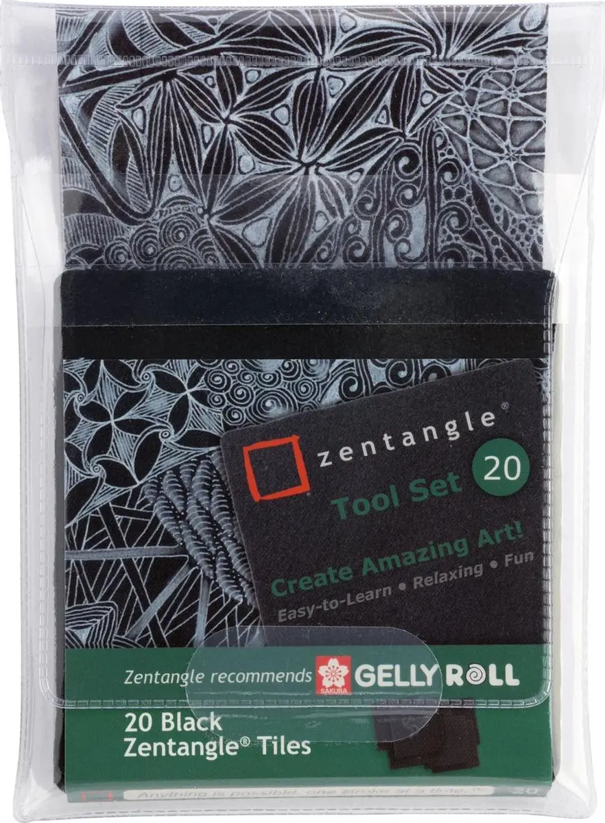 Sakura Zentangle Original Tile Set - 20 Stuks Zwart