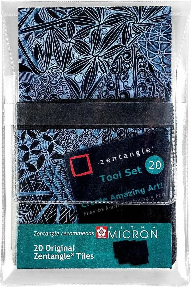 Sakura Zentangle Original Tile Set - 20 Stuks Zwart