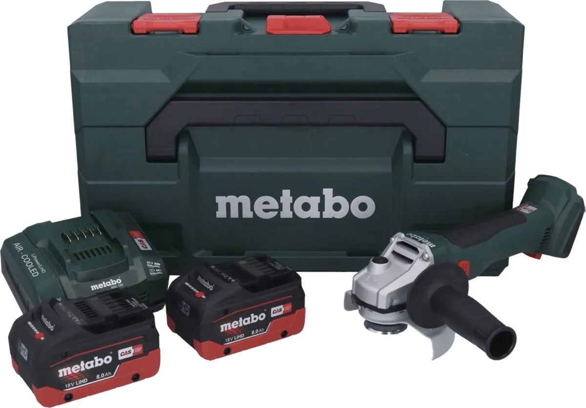 Metabo W 18 L BL 9-125 Haakse Slijper - 125mm - 2x 8.0Ah Accu