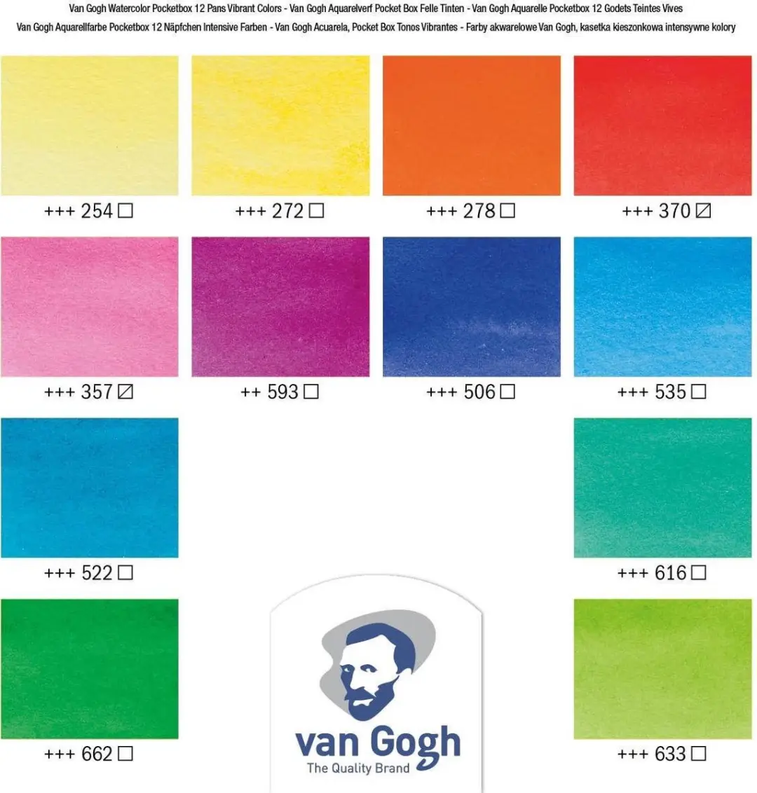Van Gogh Aquarelverf Pocket Box - 12 Kleuren 12ml