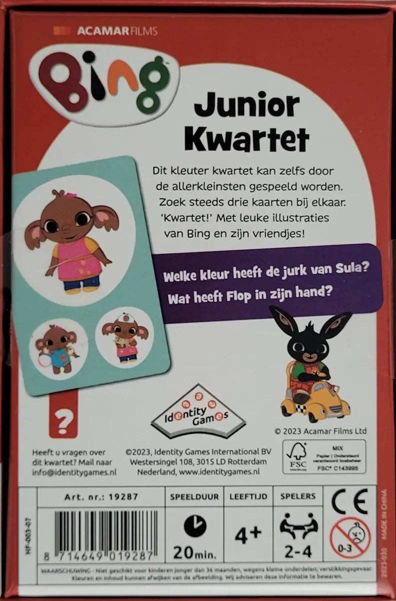 Bing Kwartet Junior - Spel - 2-4 Spelers