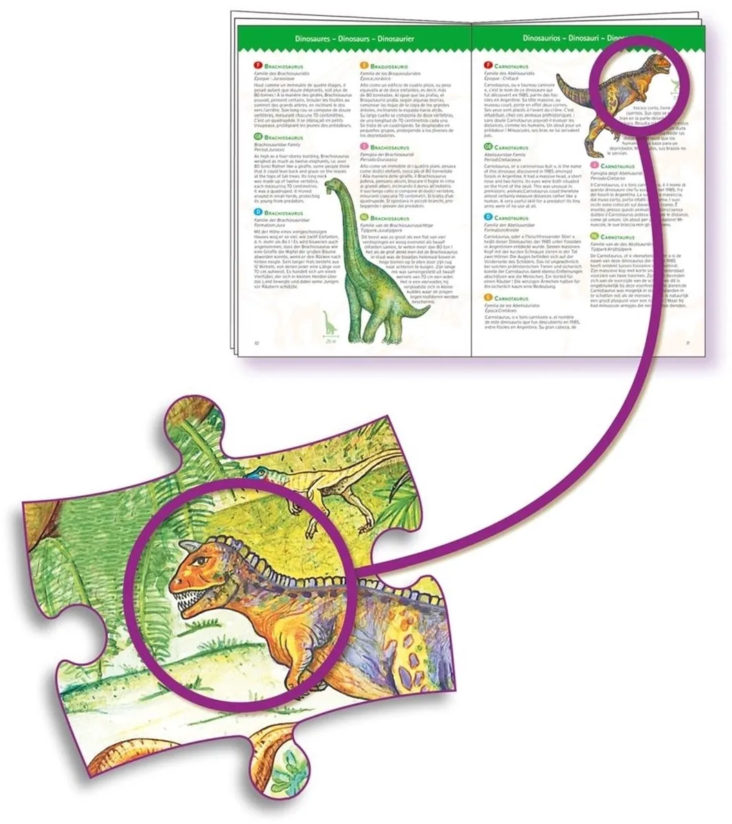 Djeco Dinosaurussen Puzzel 100 Stuks - Multicolor