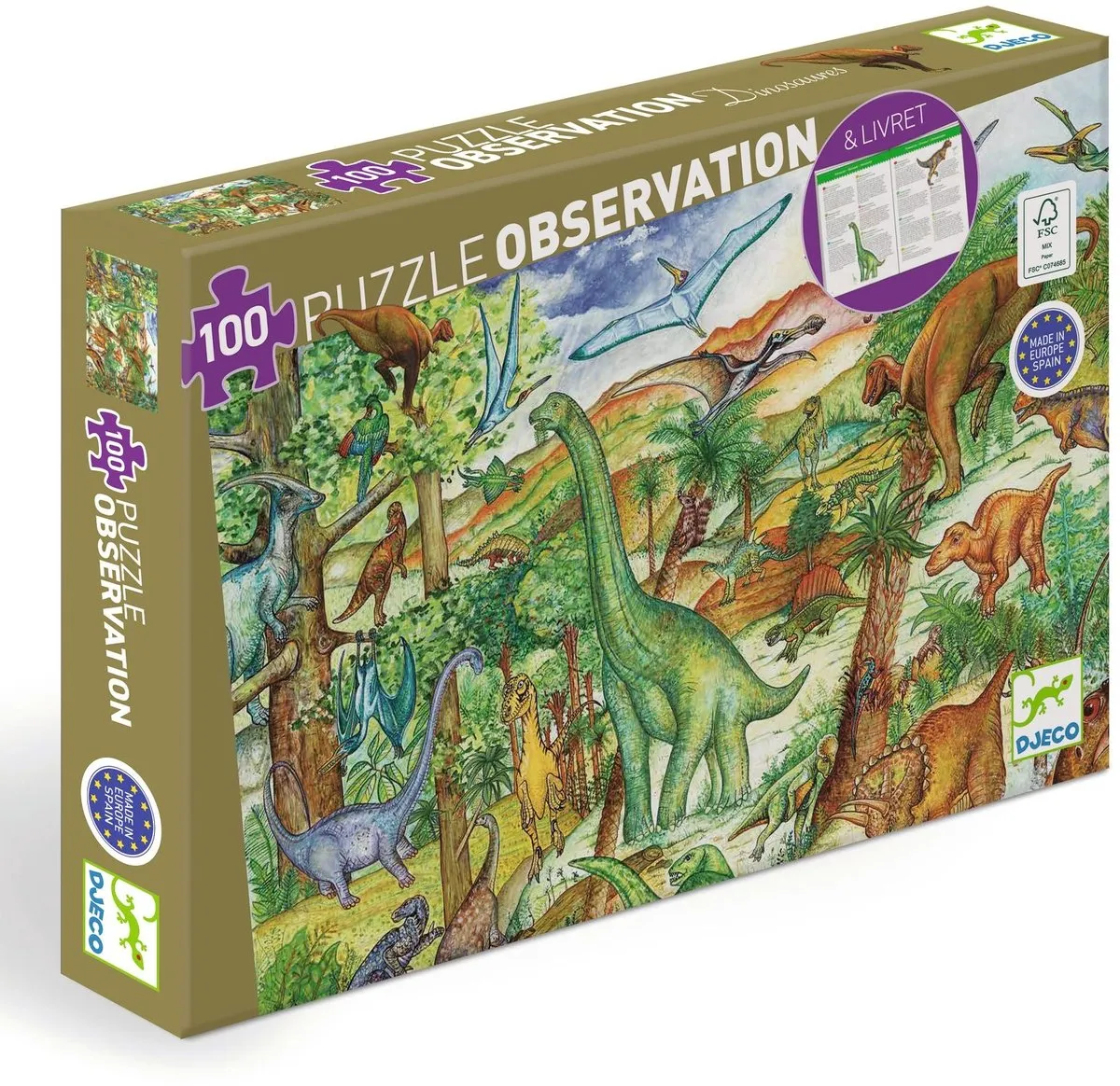 Djeco Dinosaurussen Puzzel 100 Stuks