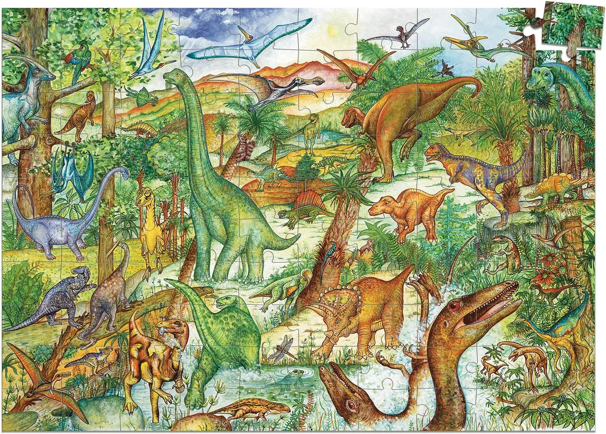 Djeco Dinosaurussen Puzzel 100 Stuks - Multicolor