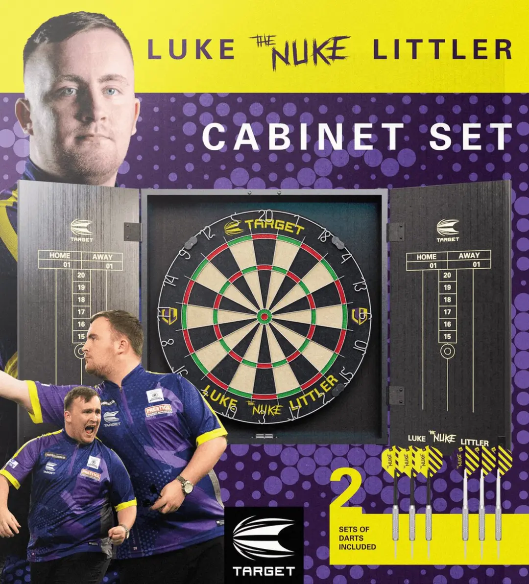 Target Luke Littler Dartbord Kabinet - 58cm Sisal - 6 Pijlen 17g - TA-440020