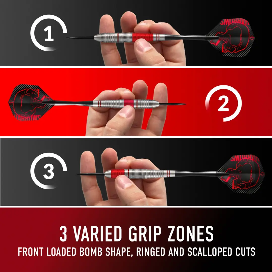 Harrows Rage Steel 23Gr - 3 Stuks - Rood/Zwart
