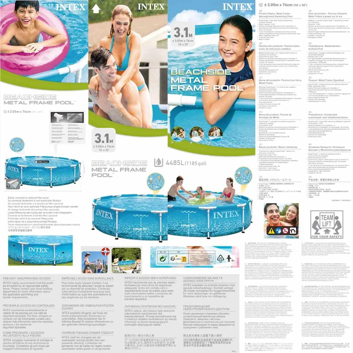 Intex Beachside Frame Zwembad 305cm - Blauw