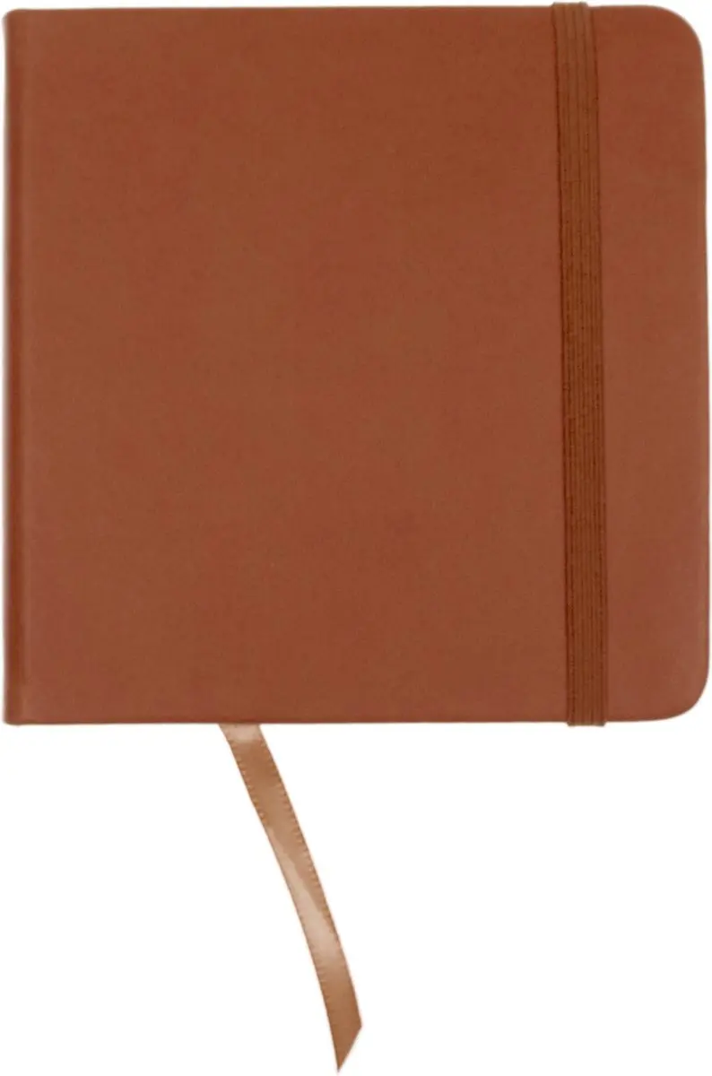 Kangaro Schetsboek 12x12cm Cognac - PU-hardcover met elastiek