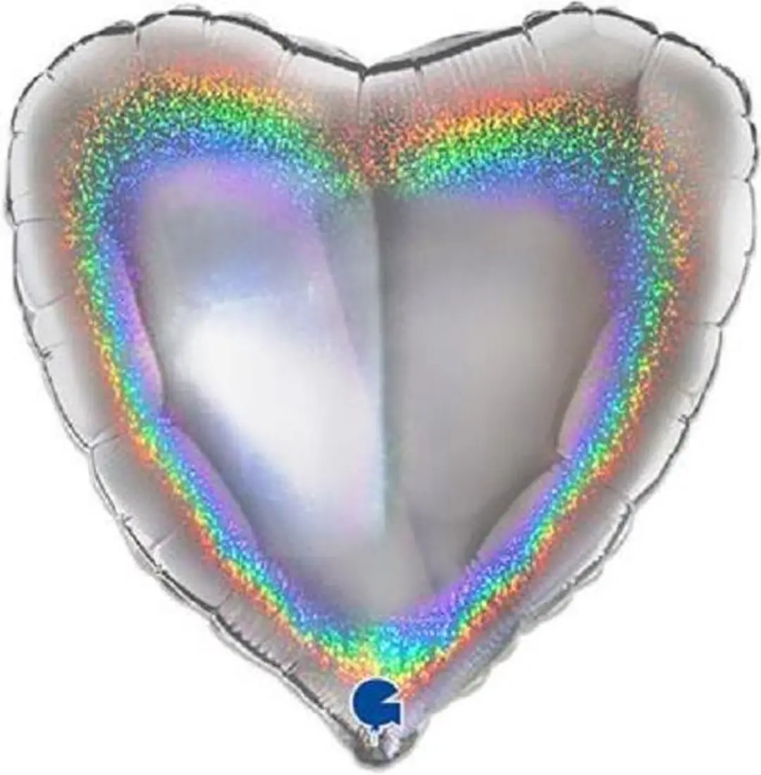 Grabo Folieballon Hart Glitter Zilver 46cm