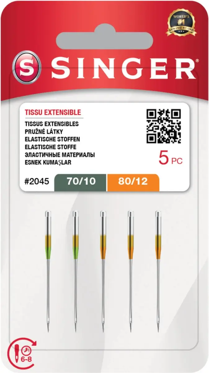 Singer Naalden Stretch 2045 Dikte 70-80 - 5 Stuks
