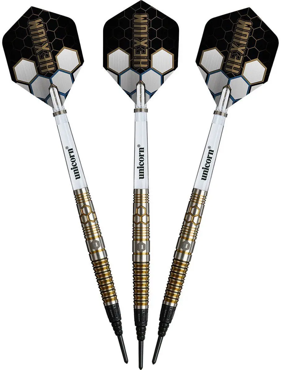 Unicorn Hexium 3 Gold Black Darts - 3 Stuks