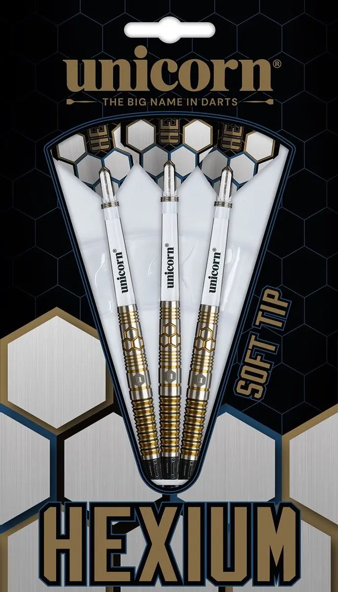 Unicorn Hexium 3 Gold Black Darts - 3 Stuks