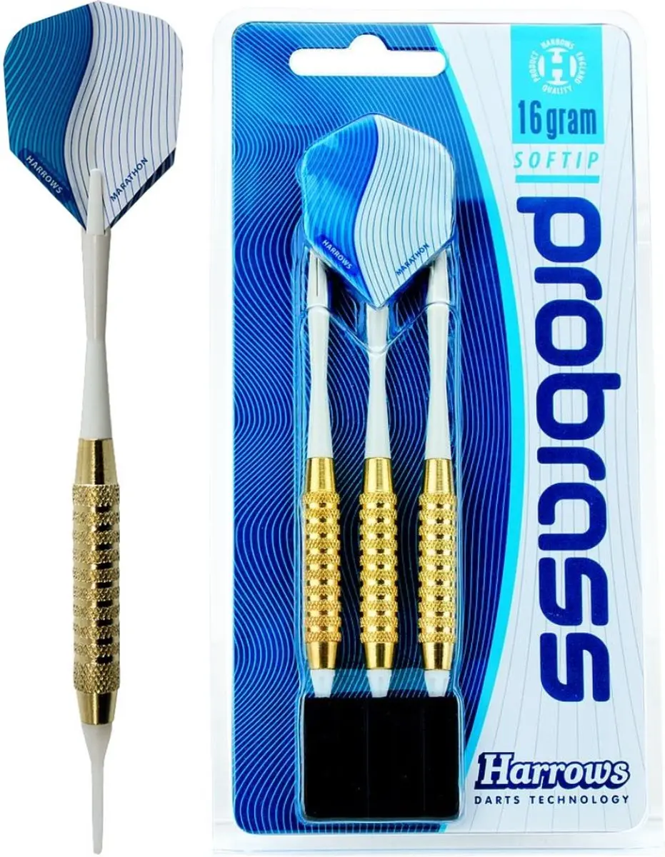 Harrows Pro Brass Softip 18 GK - 3 Stuks - Blauw/Wit/Grijs