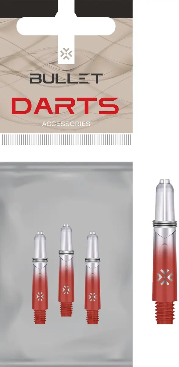 Bullet Shafts 28mm TT - Rood Clear - 3 Stuks