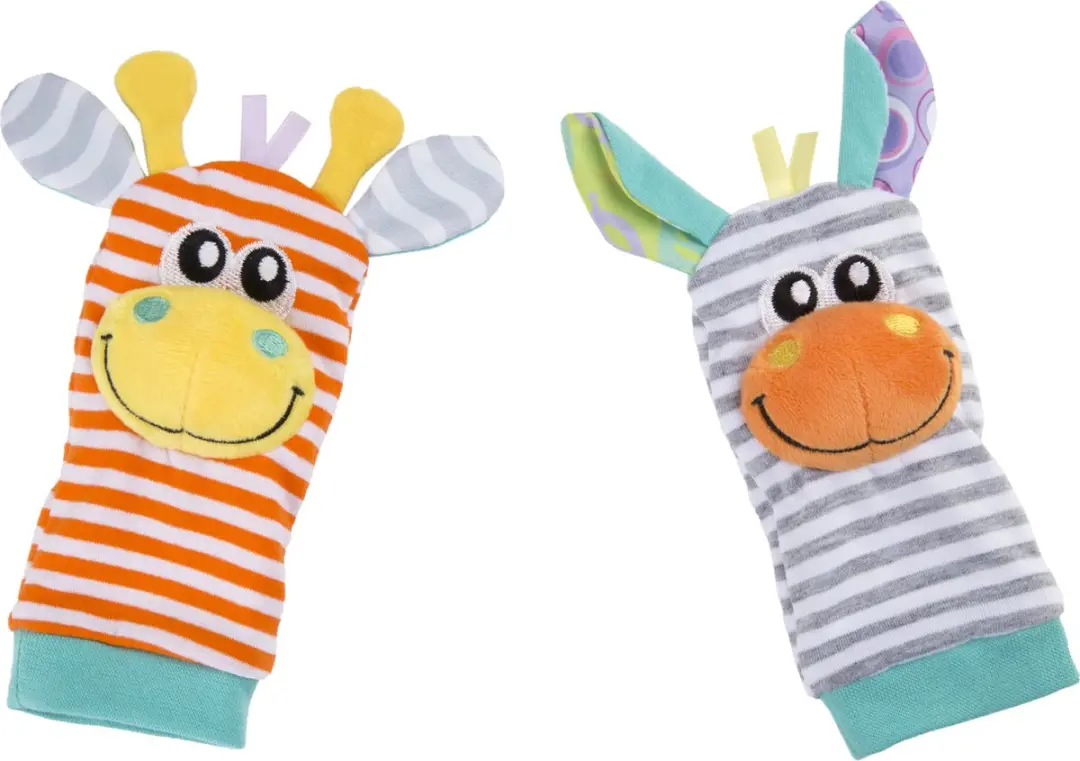 Playgro Jungle Pols- en Voetrammelaarset - Zebra & Giraf - 4 Stuks