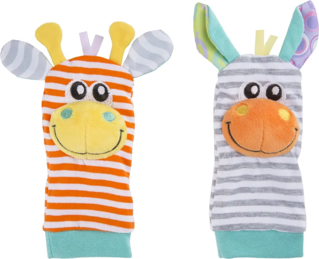 Playgro Jungle Pols- en Voetrammelaarset - Zebra & Giraf - 4 Stuks