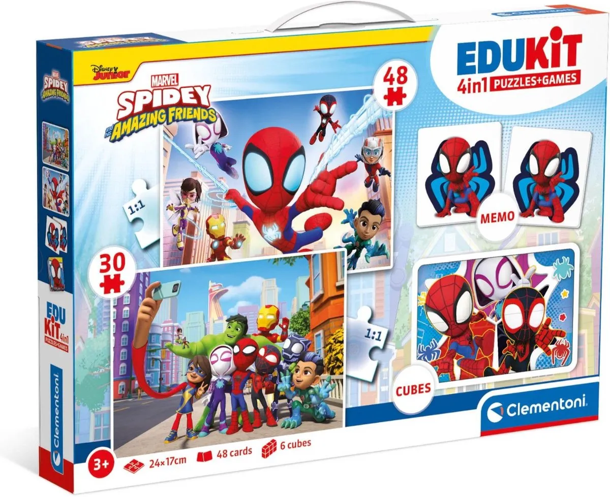 Clementoni 4-in-1 Spidey Speelset - 2 Puzzels & Memory - 6 Blokken - Vanaf 6 Jaar