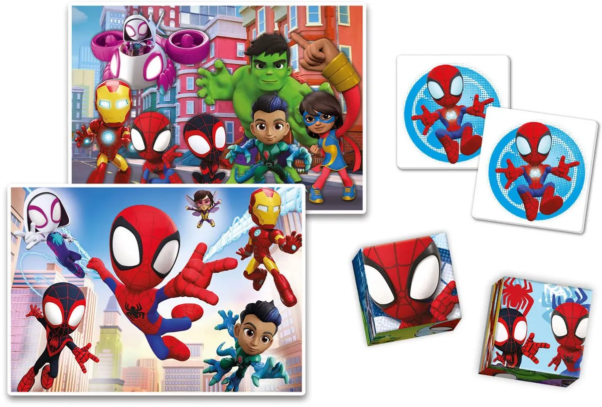 Clementoni 4-in-1 Spidey Speelset - 2 Puzzels & Memory - 6 Blokken - Vanaf 6 Jaar
