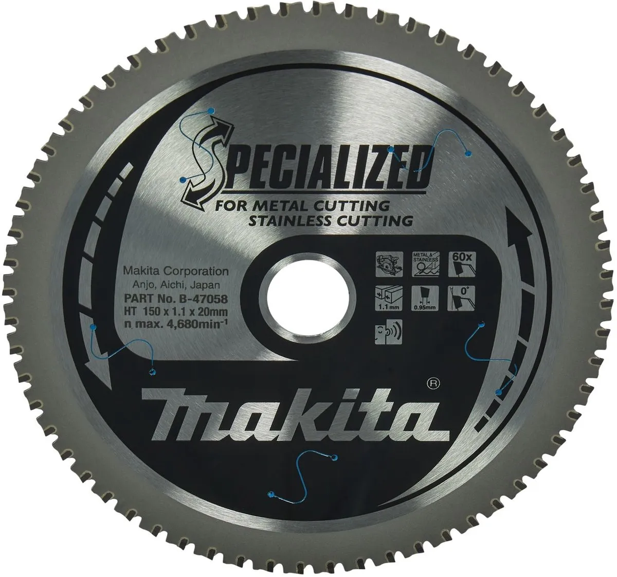 Makita B-47058 Cirkelzaagblad RVS/Staal 150mm 60T - afbeelding 6 van 6