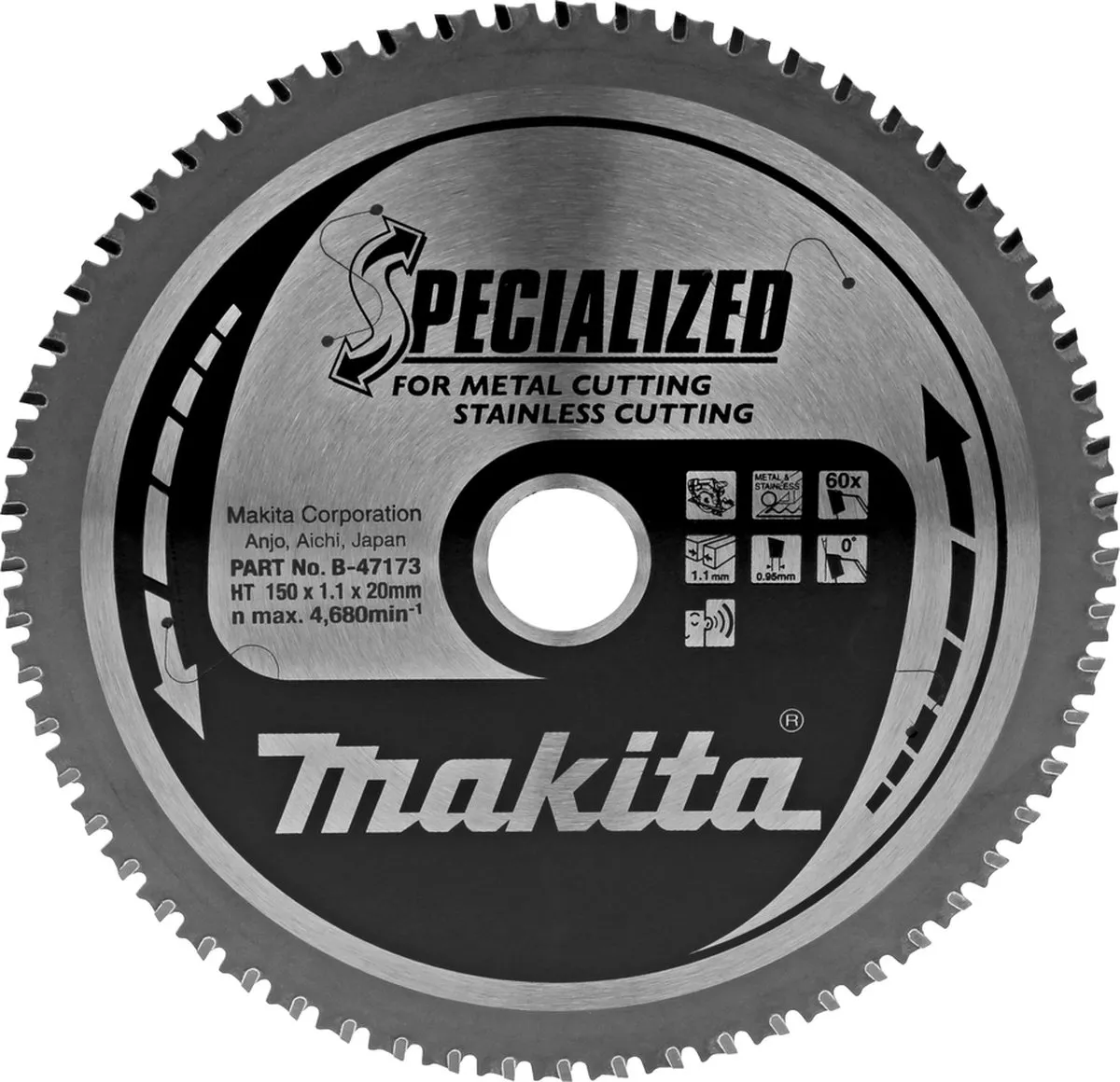 Makita B-47058 Cirkelzaagblad RVS/Staal 150mm 60T