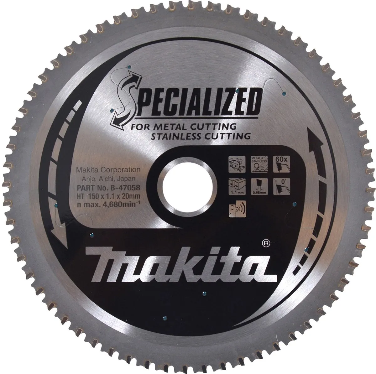 Makita B-47058 Cirkelzaagblad RVS/Staal 150mm 60T