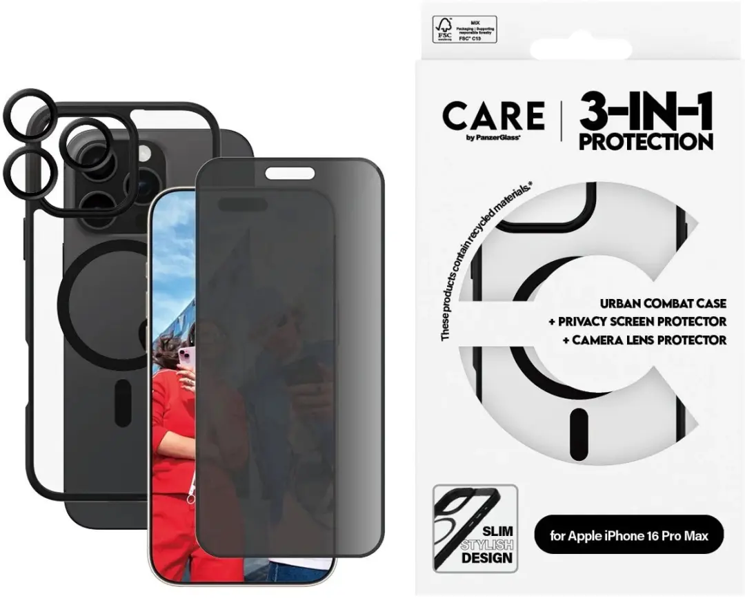 PanzerGlass Flagship 3-in-1 Privacy Bundel iPhone 16 Pro Max