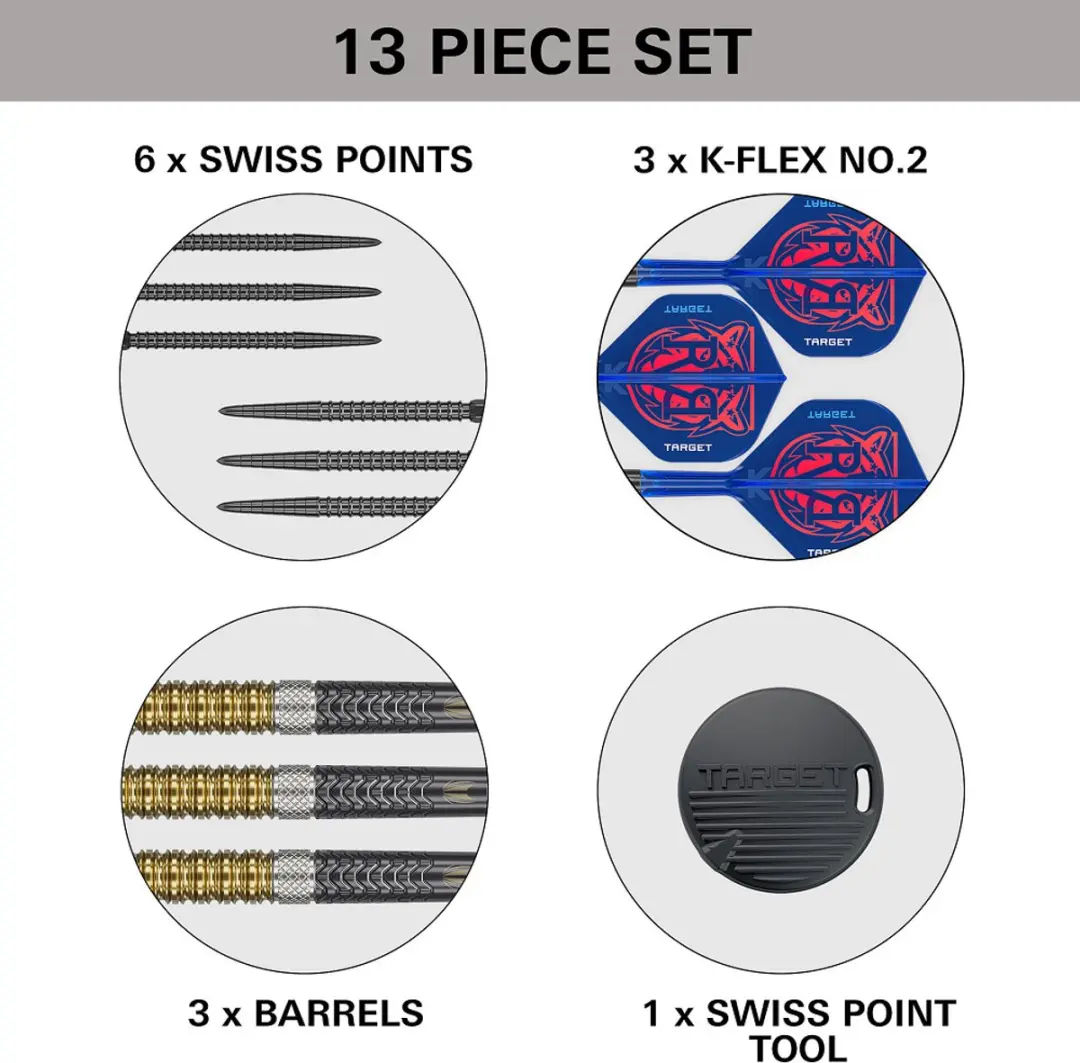 Target Raymond van Barneveld G6 Swiss Point 95% Dartpijlen - 3 Stuks - Blauw
