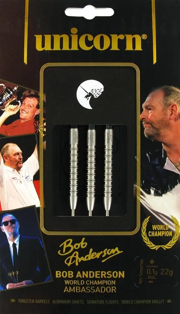 Unicorn Purist World Champion Bob Anderson 90% Tungsten Dartpijlen - 3 Stuks - afbeelding 6 van 6