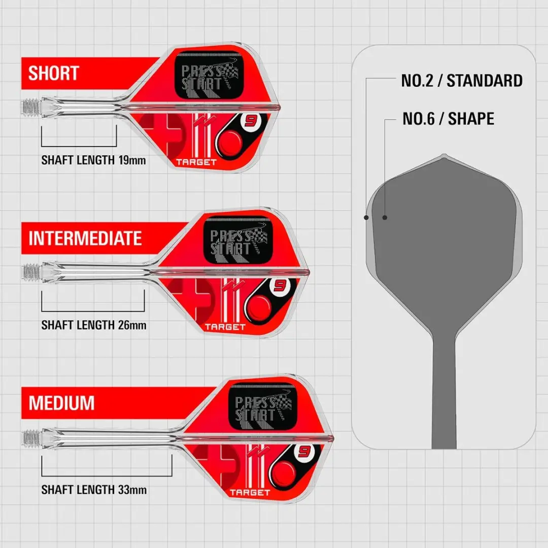 Target K-Flex Press Start NO6 Dart Flights - 3 Stuks - Rood/Transparant