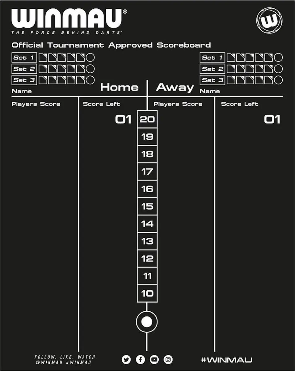 Winmau Dart Scorebord - Wit