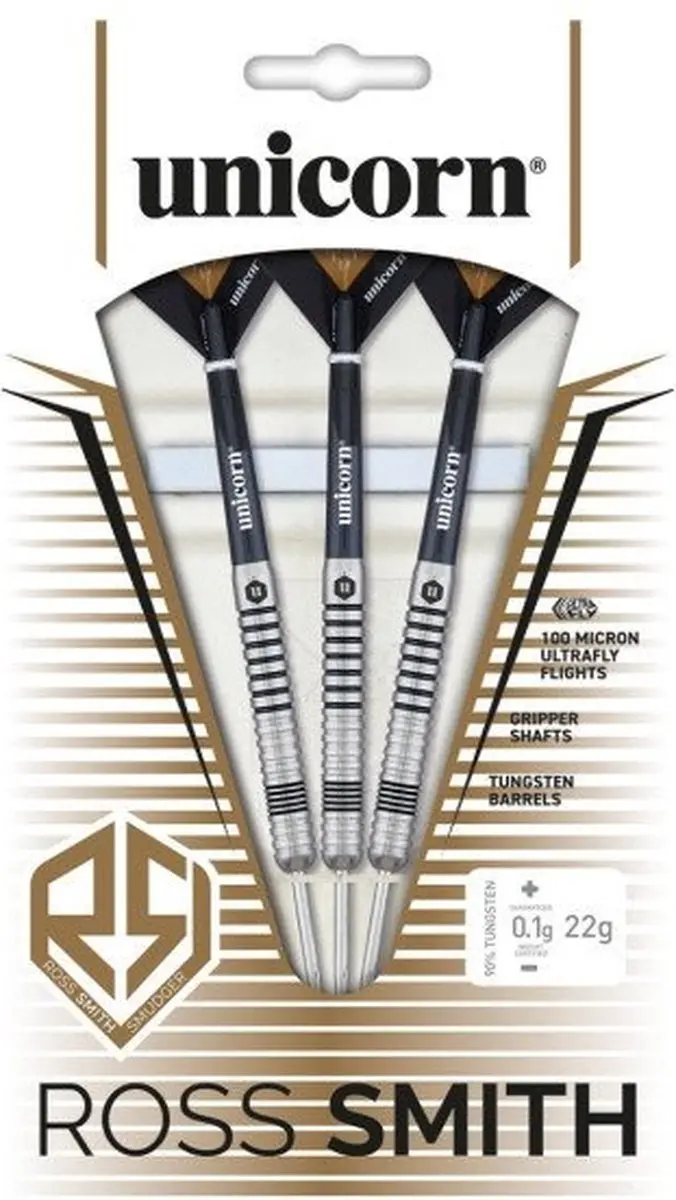 Unicorn Ross Smith Smudger 80% Dartpijlen - 3 Stuks - Zilver/Zwart