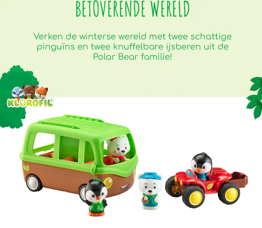 Klorofil Het Avonturenpakket 6-delig - Speelgoedset met bus, quad en figuren - Rood/Groen