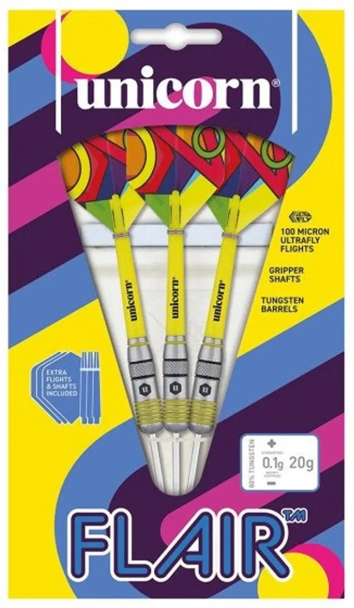 Unicorn Flair 1 Dartpijlen 80% - 3 Stuks - Geel/Zwart/Zilver