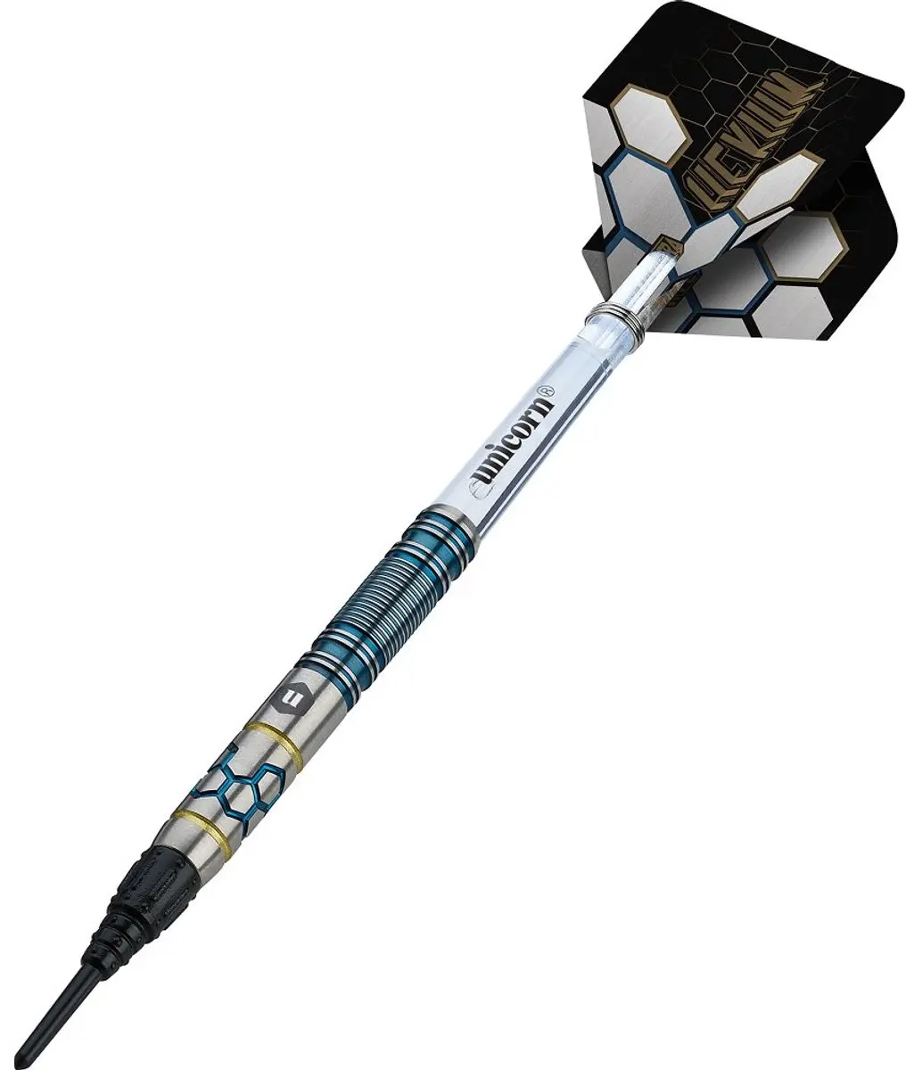 Unicorn Hexium 2 Soft Tip Darts 3 Stuks - Blauw/Goud