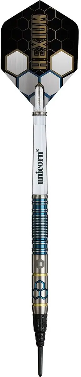 Unicorn Hexium 2 Soft Tip Darts 3 Stuks - Blauw/Goud