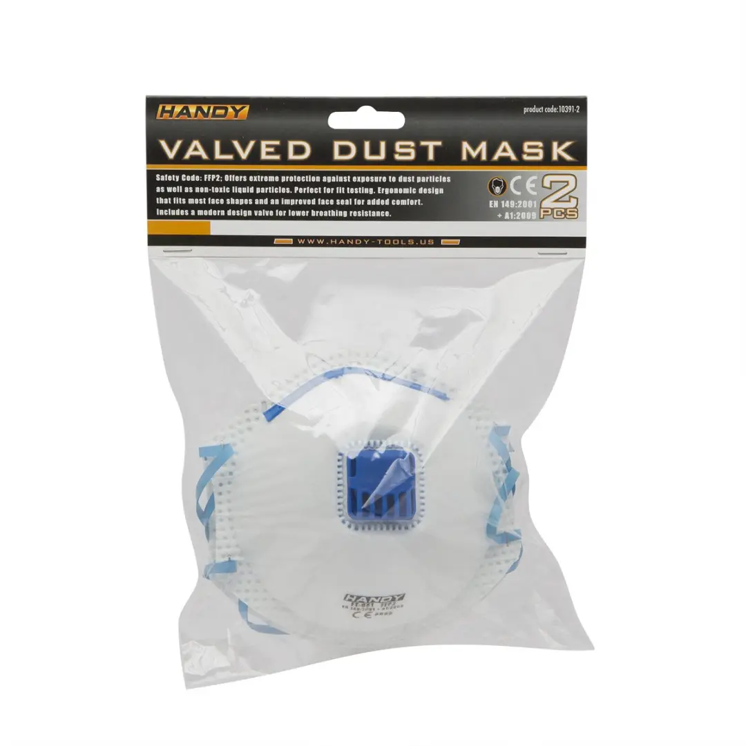 Handy Stofmasker FFP2 met ventiel - 2 Stuks - Wit/Blauw - afbeelding 2 van 2