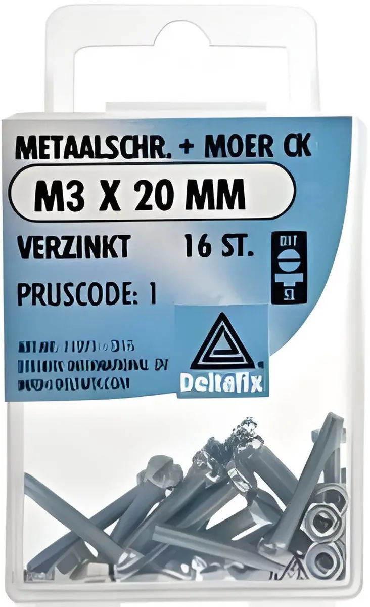 Deltafix Metaalschroeven Cilinderkop Verzinkt M3x20mm - Grijs
