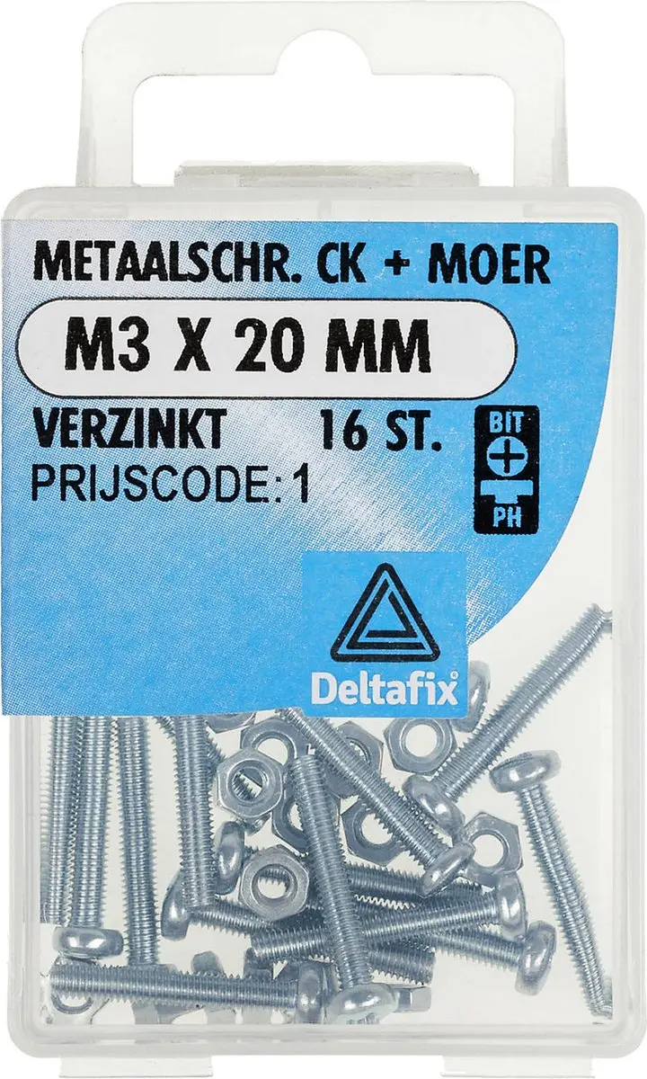 Deltafix Metaalschroeven Cilinderkop Verzinkt M3x20mm - Grijs