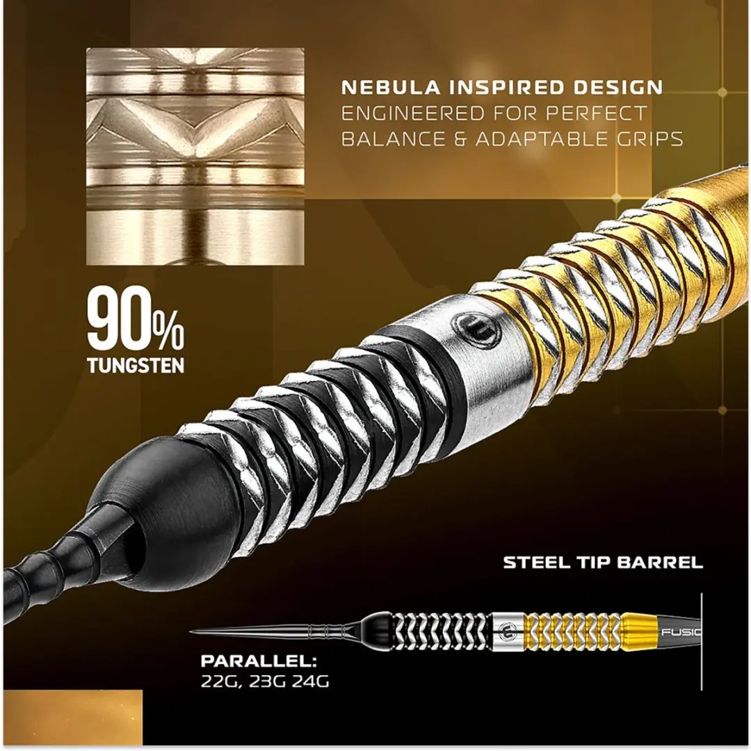 Winmau Exion Parallel Switch Point Dartpijlen - 3 Stuks - Goud/Zwart/Zilver