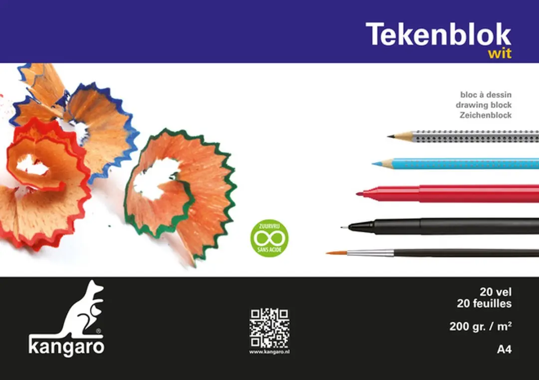 Kangaro K-5551 Tekenblok A4 Wit - 40 Vel 200gr