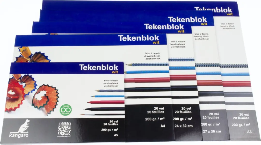 Kangaro K-5551 Tekenblok A4 Wit - 40 Vel 200gr