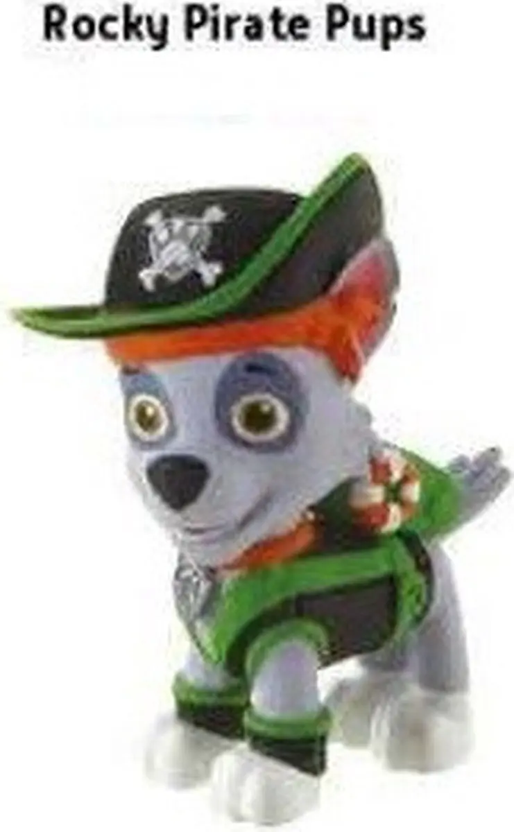 PAW Patrol Pirate Pups Rocky Taarttopper 6cm - Zwart/Orange