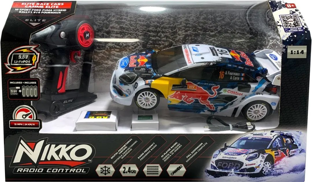 NIKKO Ford WRC Elite Cars Red Bull 1/14 RC Auto - 4x AAA
