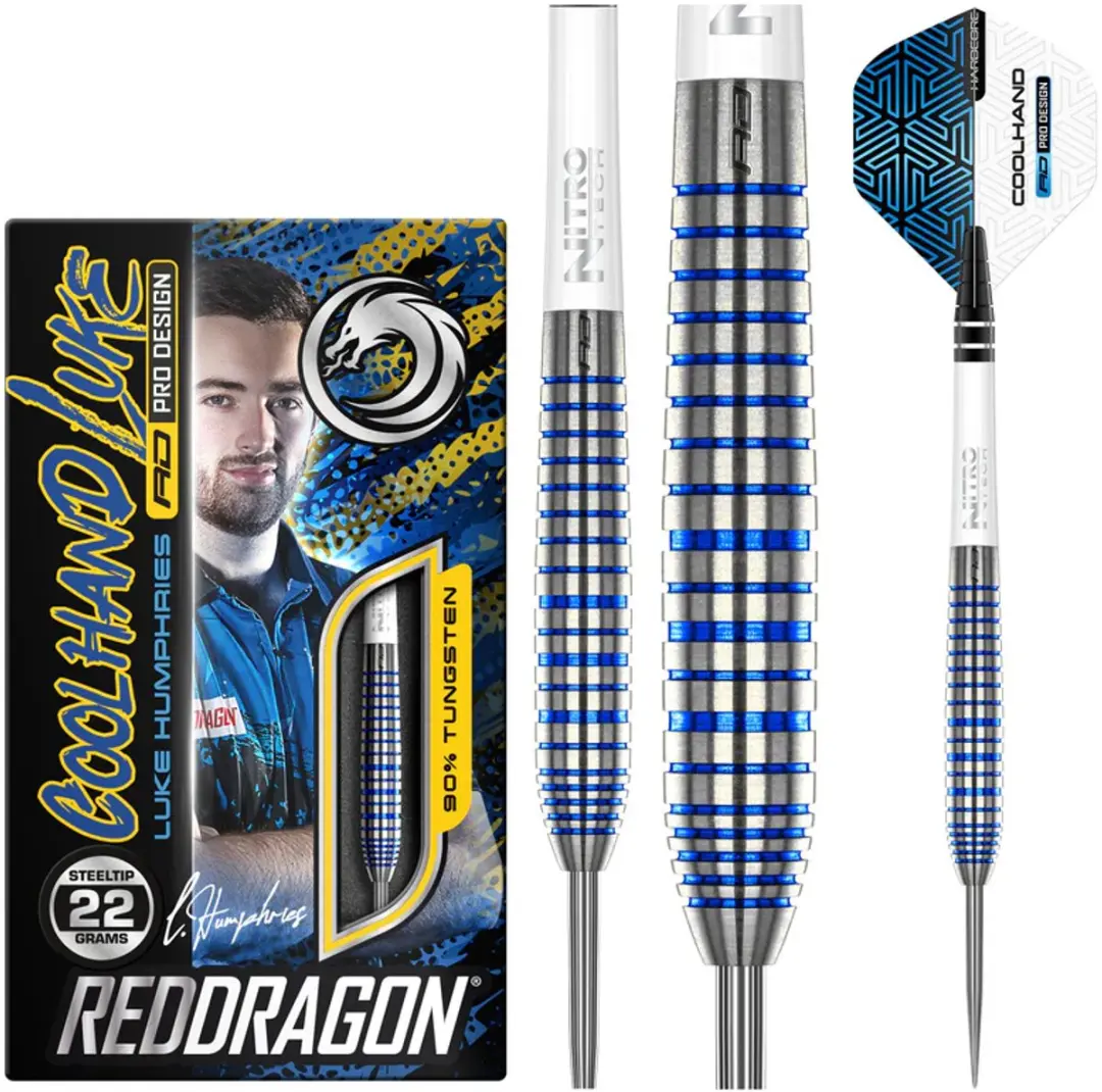 Red Dragon Luke Humphries TX3 Blue 90% Darts - 3 Stuks - afbeelding 6 van 6