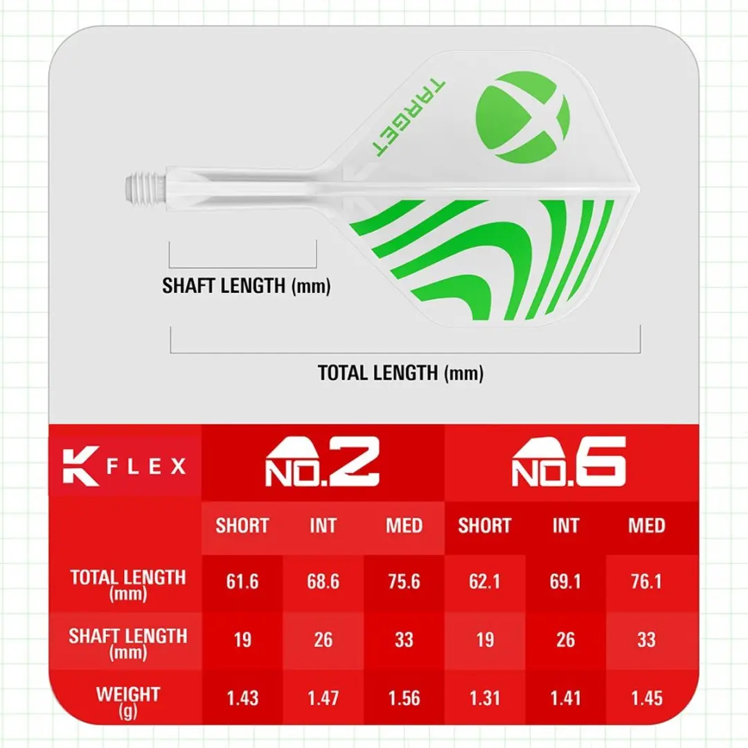 Target Xbox K-Flex NO6 Dart Flights - 3 Stuks - Groen/Wit